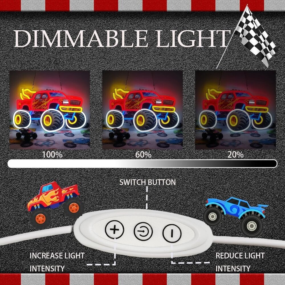 Red Monster Truck Neon Wall Decor - Picture 4 of 8